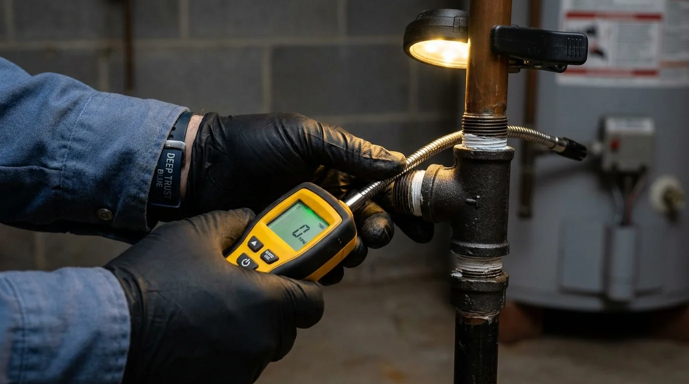 Gas leak detection with electronic sniffer by Johns Plumbing LLC in Schenectady