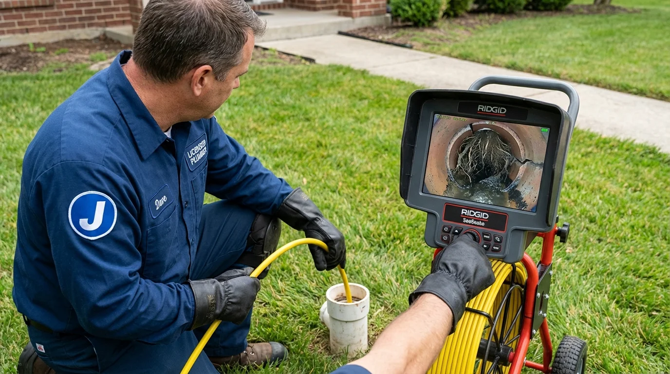 Sewer camera inspection being performed by Johns Plumbing LLC in Schenectady