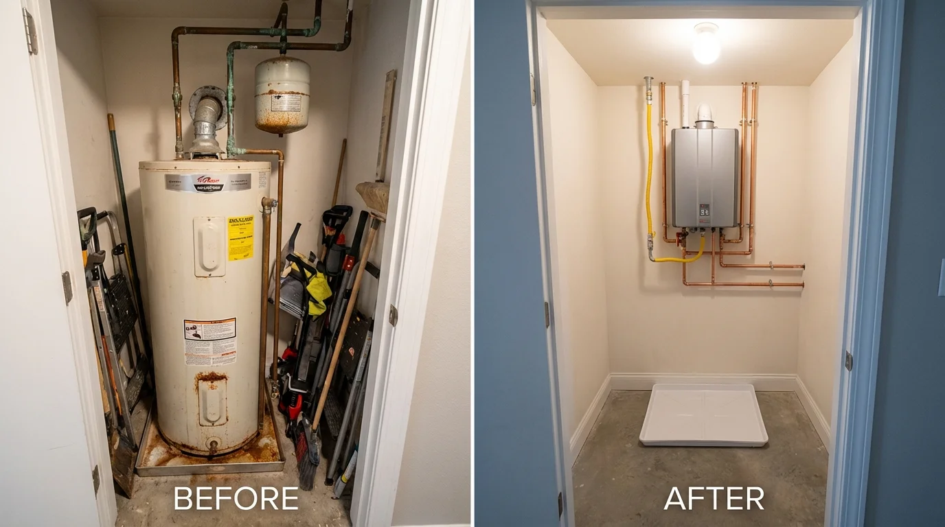 Tank water heater versus wall-mounted tankless unit comparison for Schenectady, NY homeowners